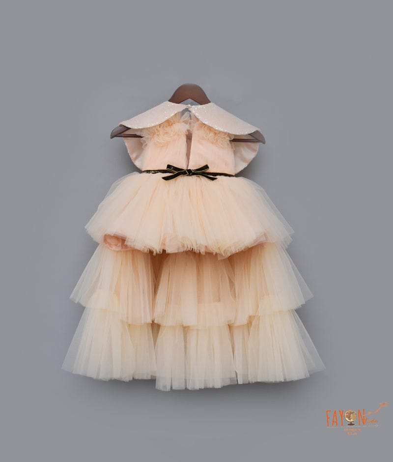 Peach Gown with Cape for Girls