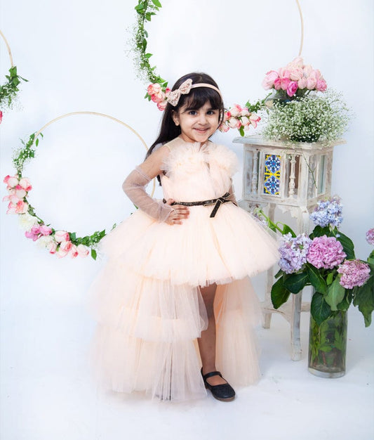Peach Gown with Cape for Girls