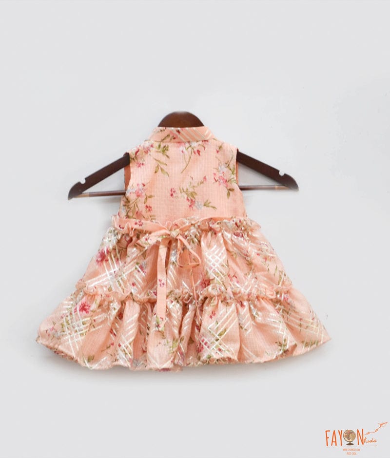 Peach Kotta Printed Anarkali for Girls