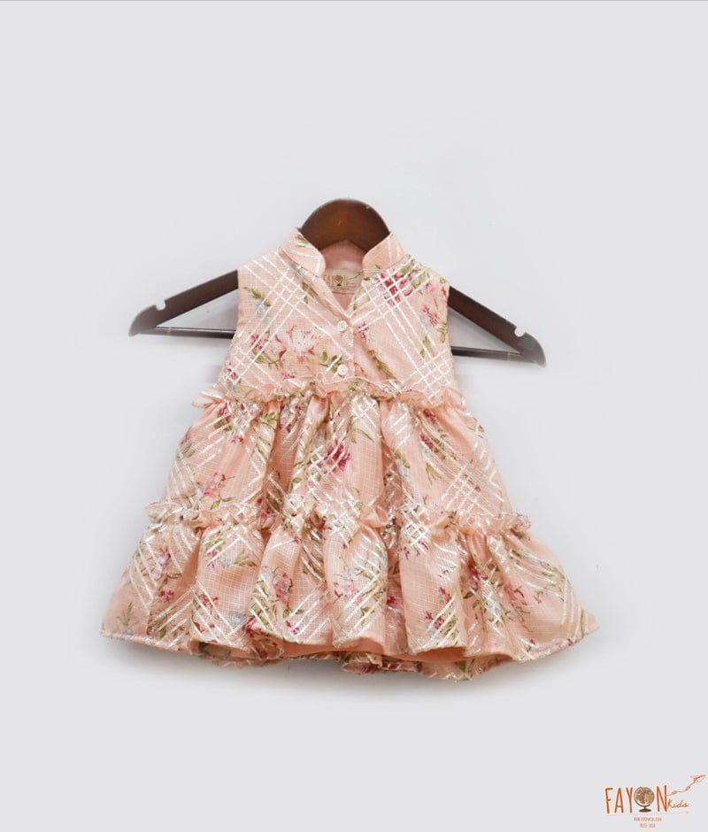 Peach Kotta Printed Anarkali for Girls