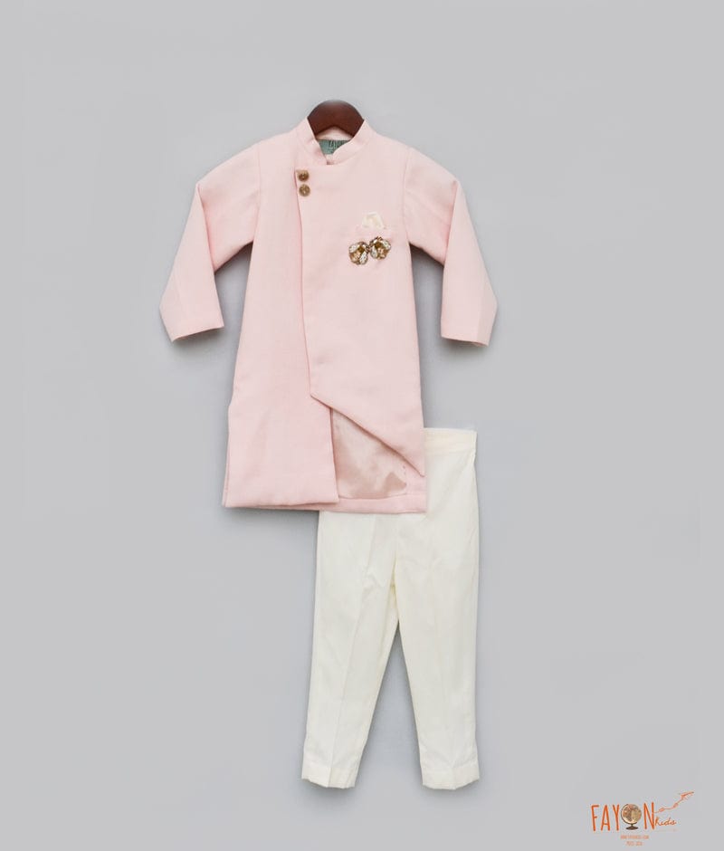 Peach Linen Achkan with Pant for Boys