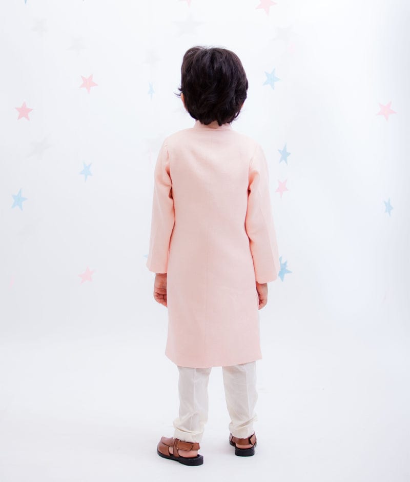 Peach Linen Achkan with Pant for Boys
