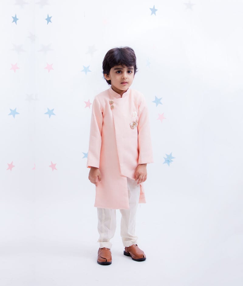 Peach Linen Achkan with Pant for Boys
