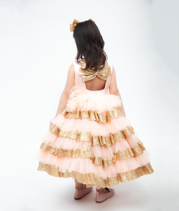 Peach Net Dress for Girls