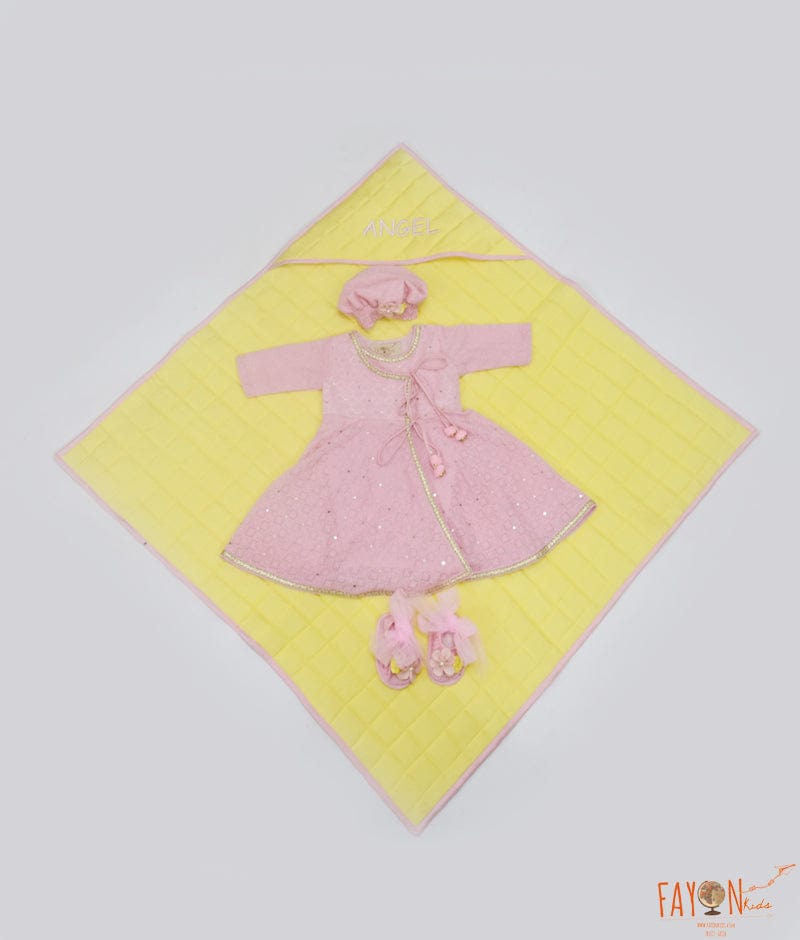 Pink Anarkali Jamna Set for Girls