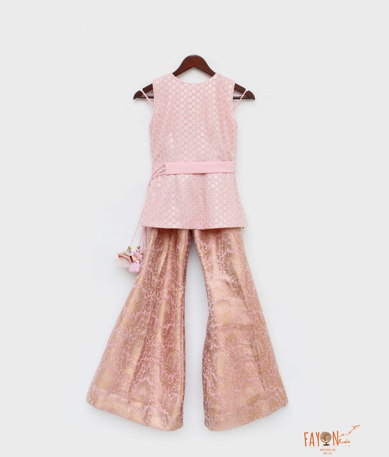 Pink Embroidery Kurti Pink Brocade Pant for Girls