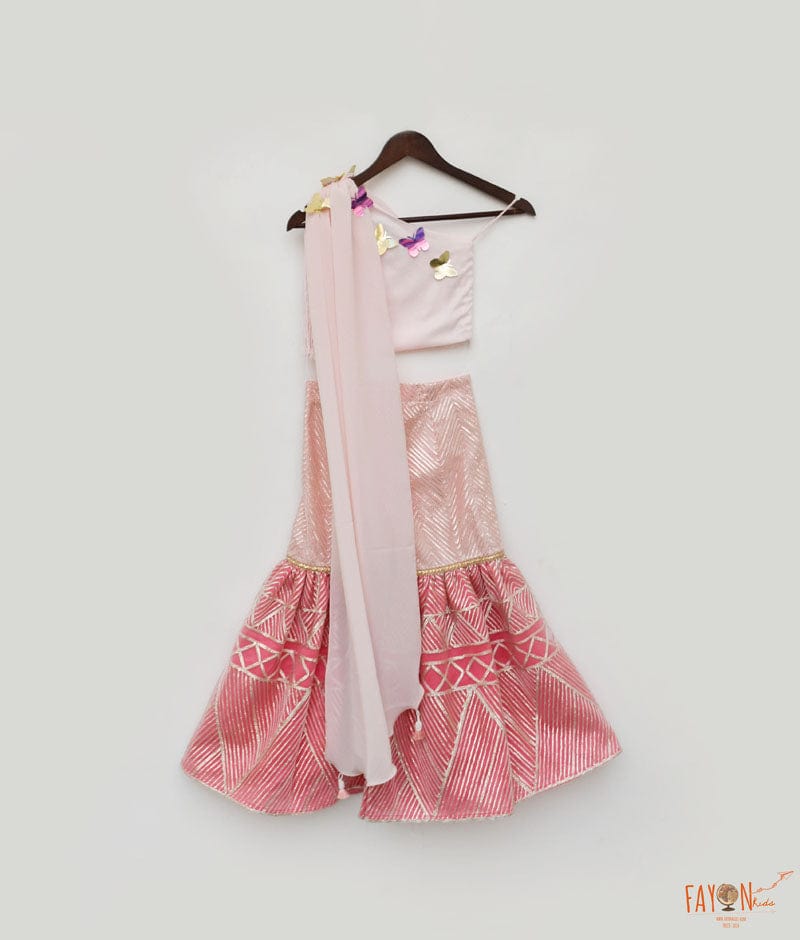 Pink Gota Sharara with Top for Girls