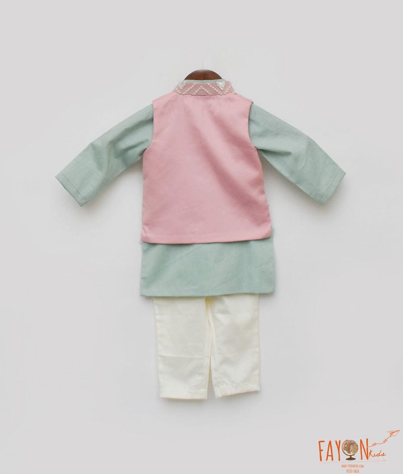 Pink Gotta Jacket and Kurta Pant for Boys