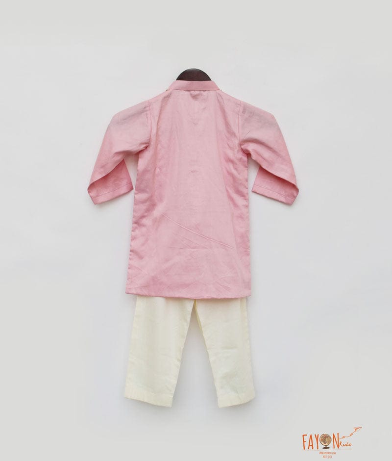 Pink Kurta with Off White Pant for Boys