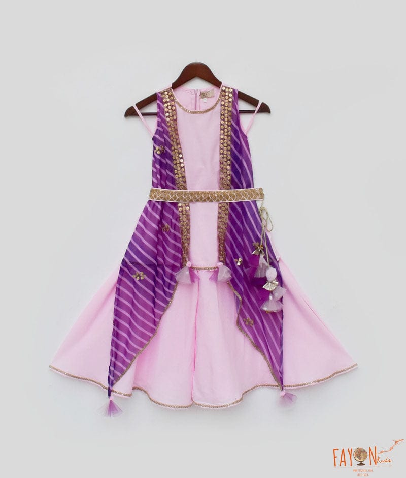 Pink Kurti Jacket and Sharara for Girls