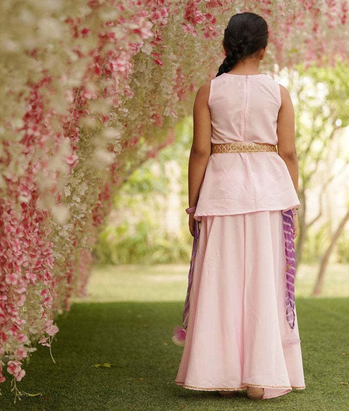 Pink Kurti Jacket and Sharara for Girls