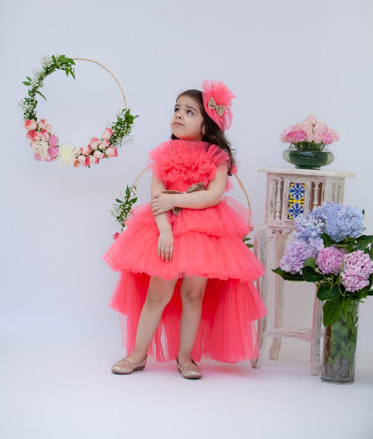Pink Shimmer Net Gown for Girls
