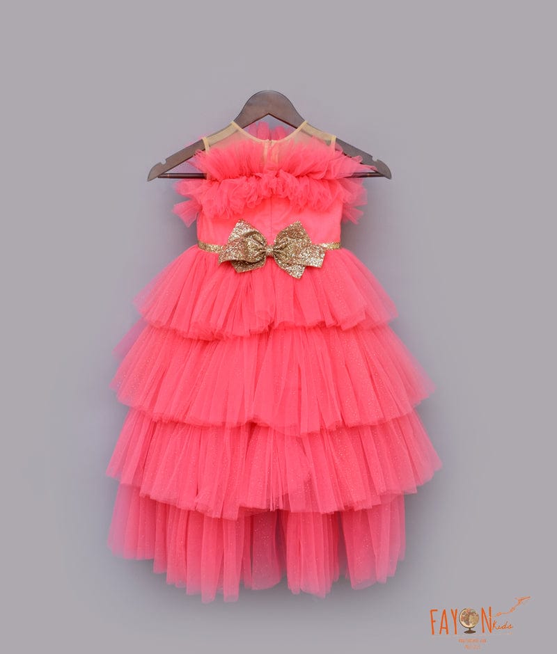 Pink Shimmer Net Gown for Girls