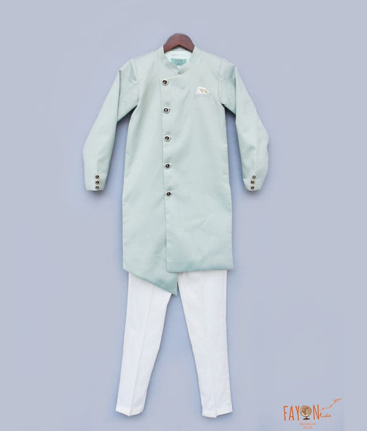 Pista Green Achkan with Pant for Boys