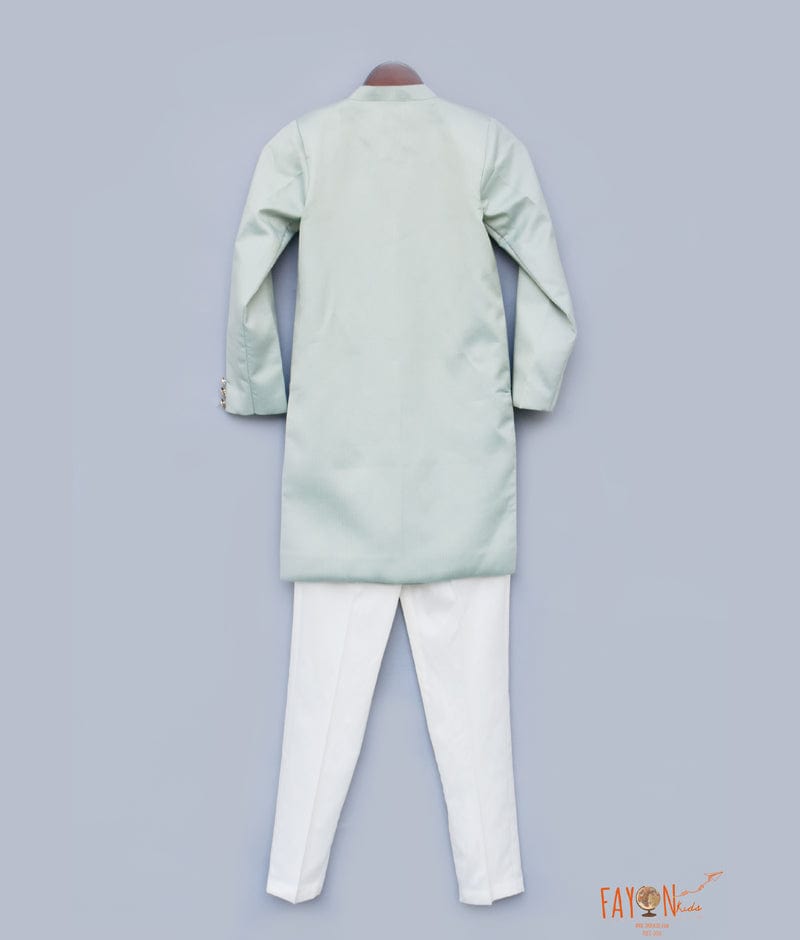 Pista Green Achkan with Pant for Boys