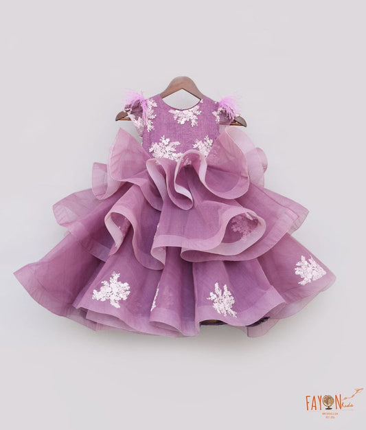Purple Embroidery Net Gown for Girls