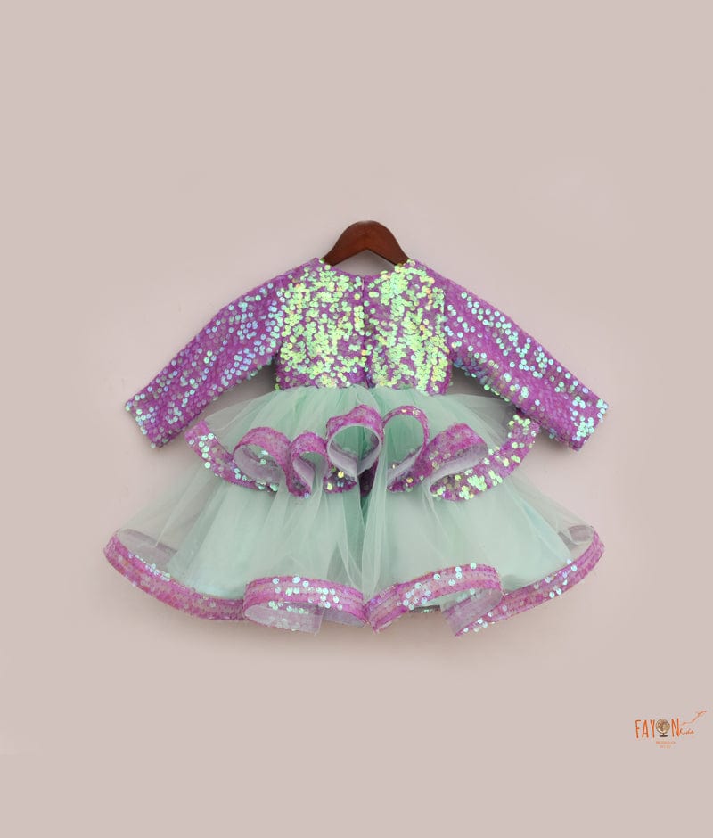 Purple Sequins Acqua Net Frock for Girls