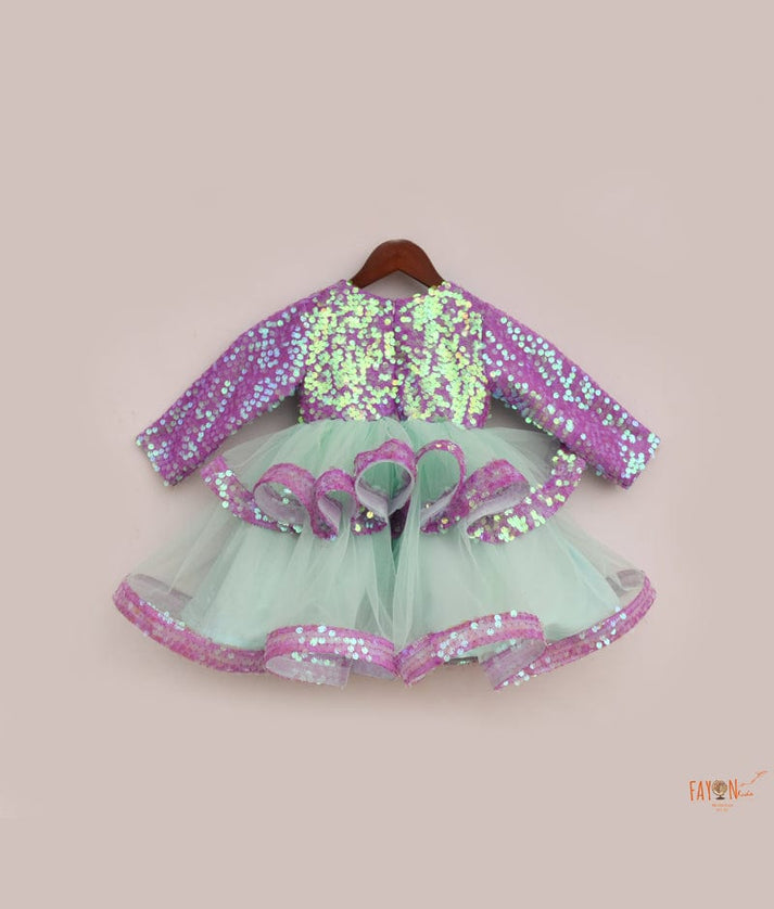 Purple Sequins Acqua Net Frock for Girls
