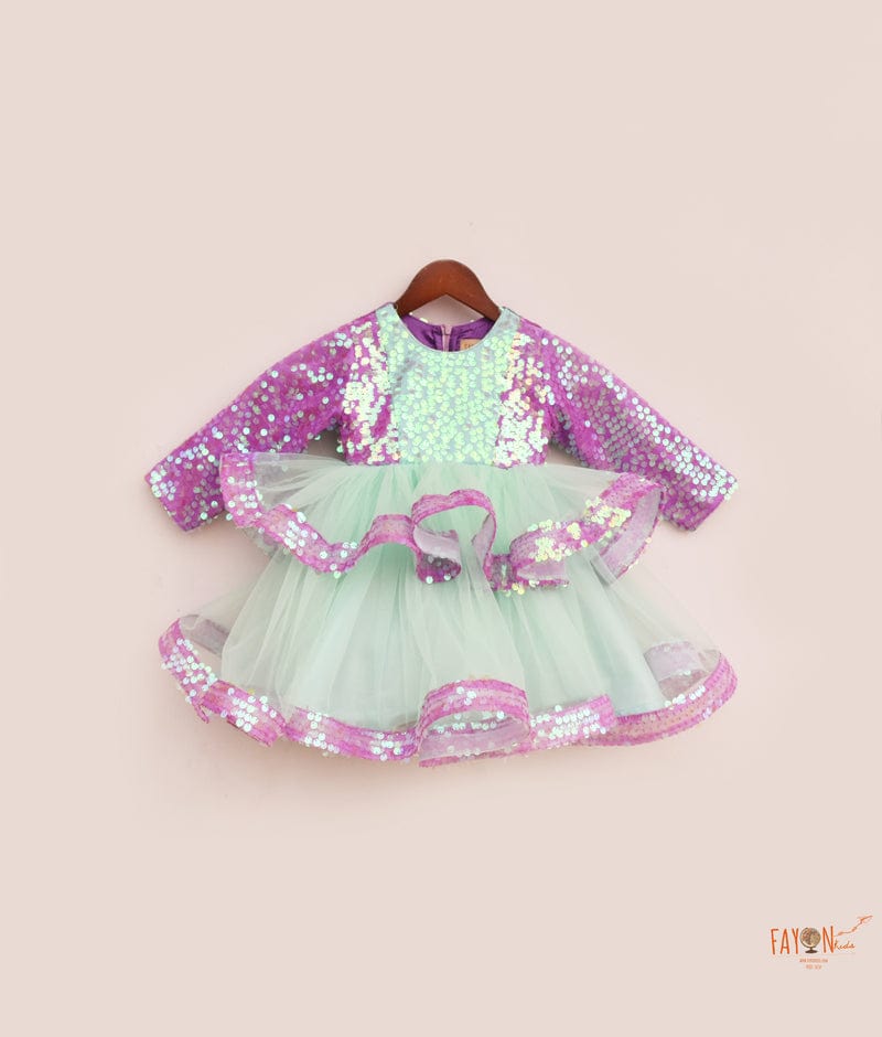 Purple Sequins Acqua Net Frock for Girls