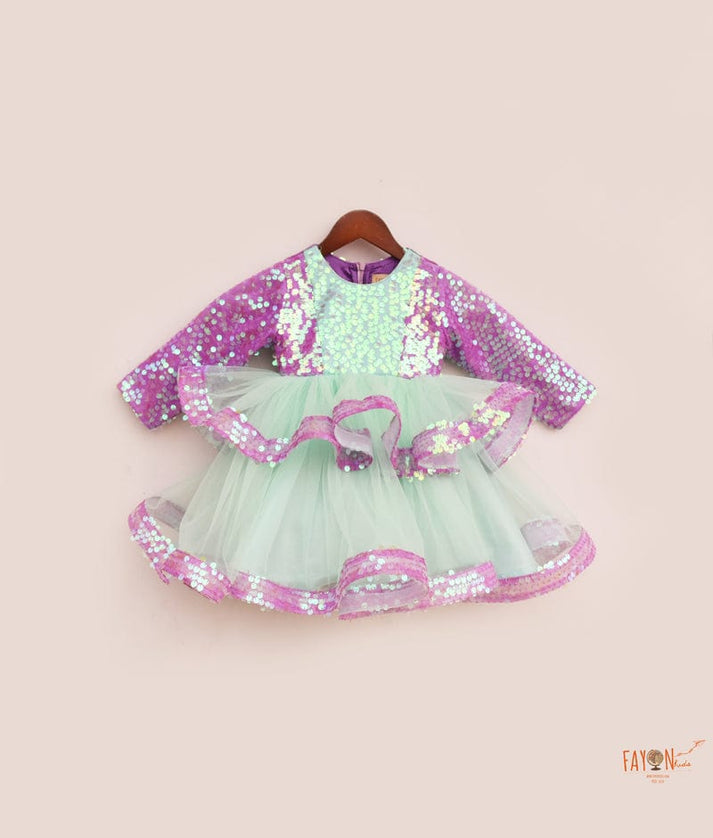 Purple Sequins Acqua Net Frock for Girls