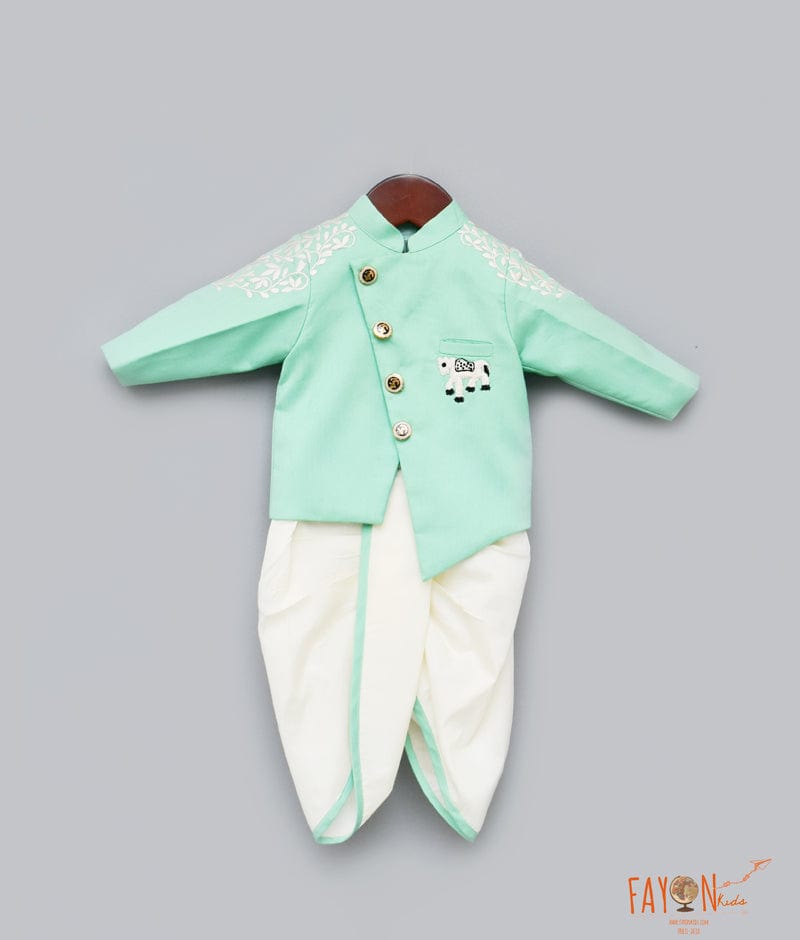 Sea Green Achkan with Dhoti for Boys