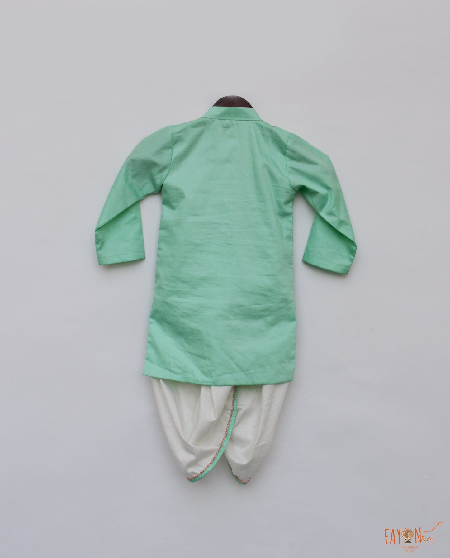 Silk Aqua Green Kurta Dhoti Set for Boys