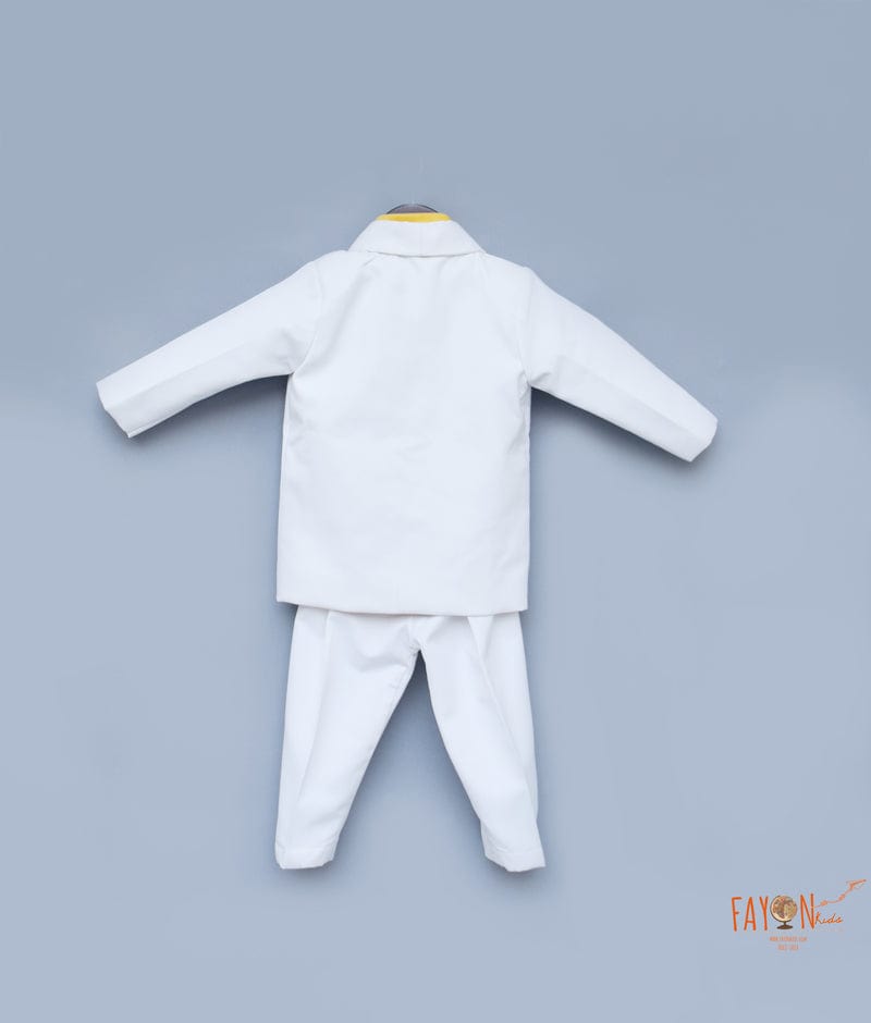 White Coat with Yellow Shirt Pant for Boys