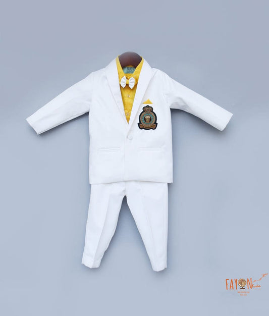 White Coat with Yellow Shirt Pant for Boys