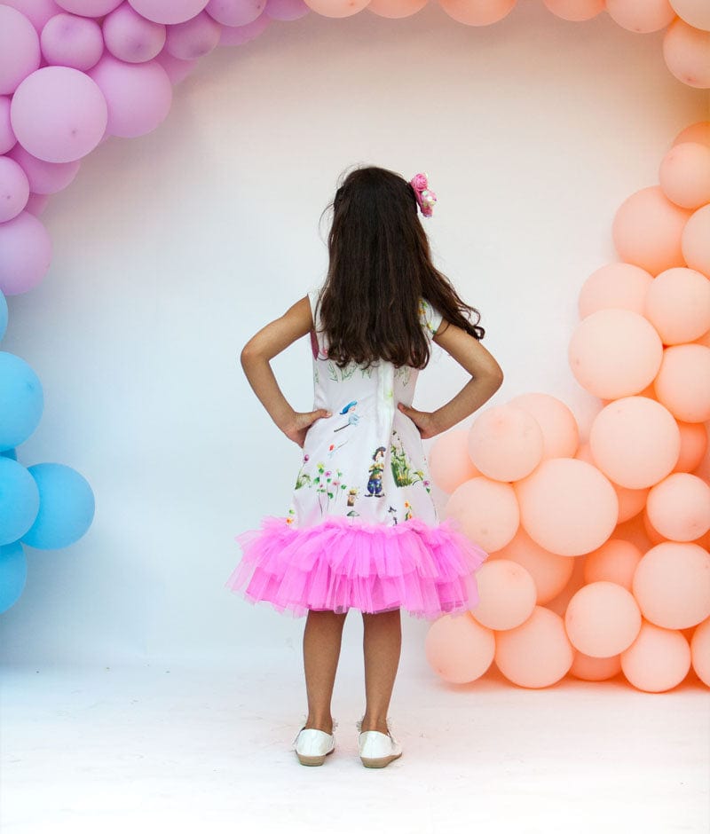White Printed Dress for Girls