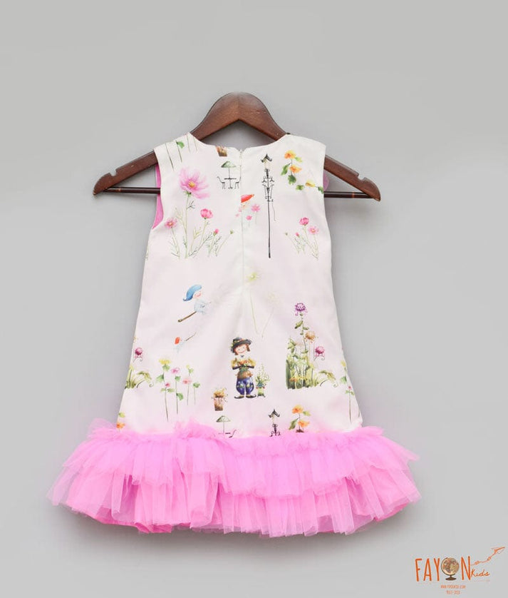 White Printed Dress for Girls