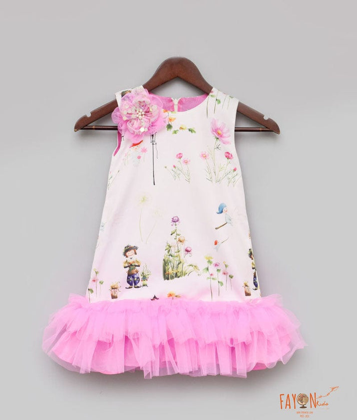 White Printed Dress for Girls