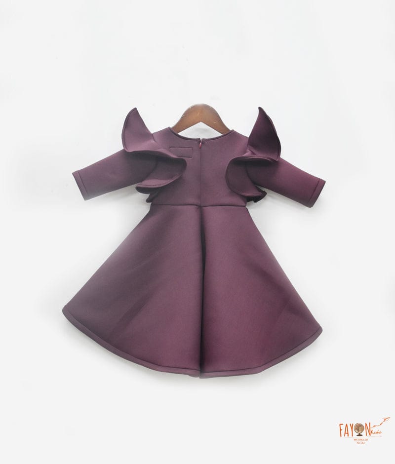Wine Burgundy Neoprene Dress for Girls