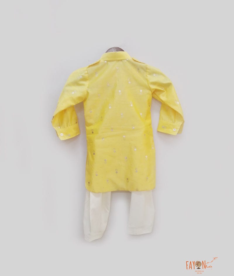 Yellow Chanderi Kurta with Salwar for Boys
