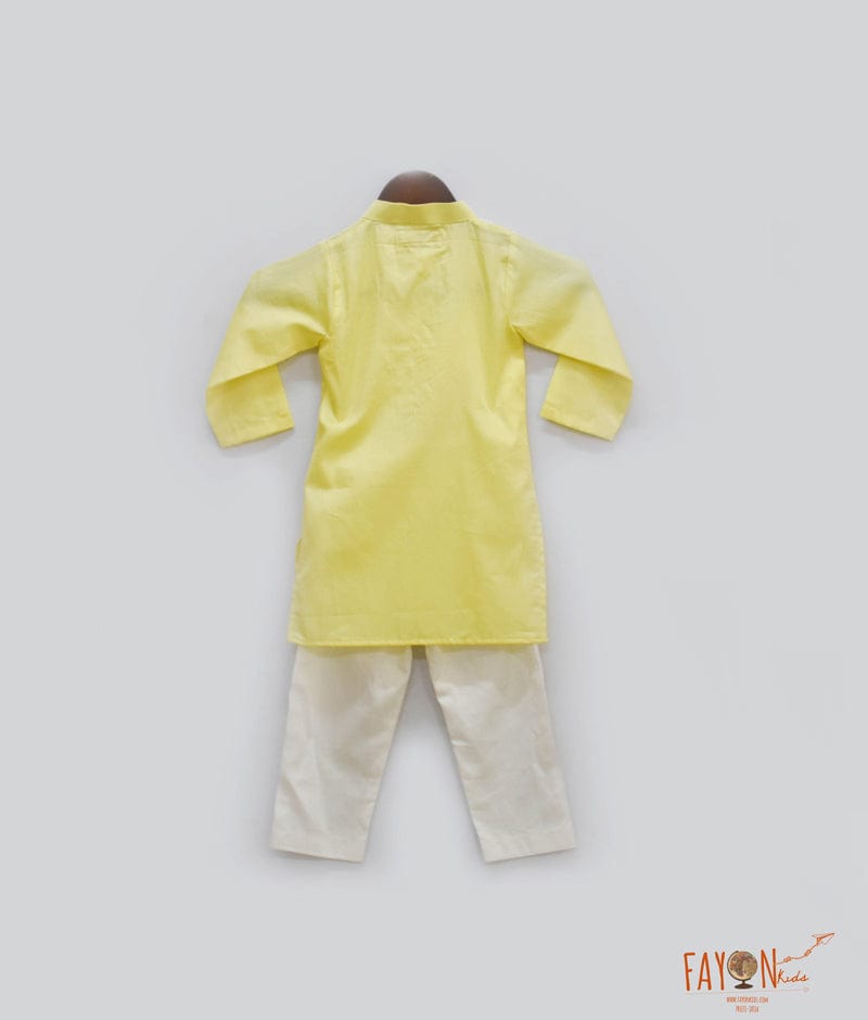 Yellow Kurta with Dori Work Embroidery Pant for Boys