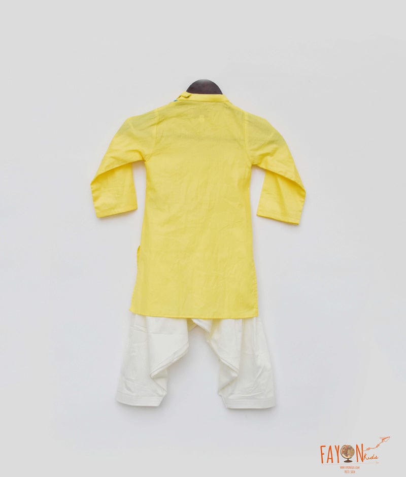 Yellow Kurta with Off White Salwar for Boys