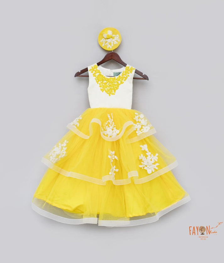 Yellow Net Gown for Girls