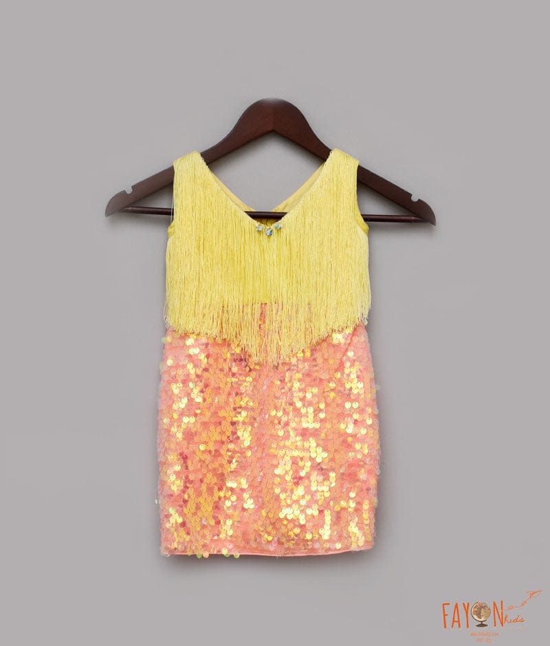 Yellow Peachish Orange Dress for Girls