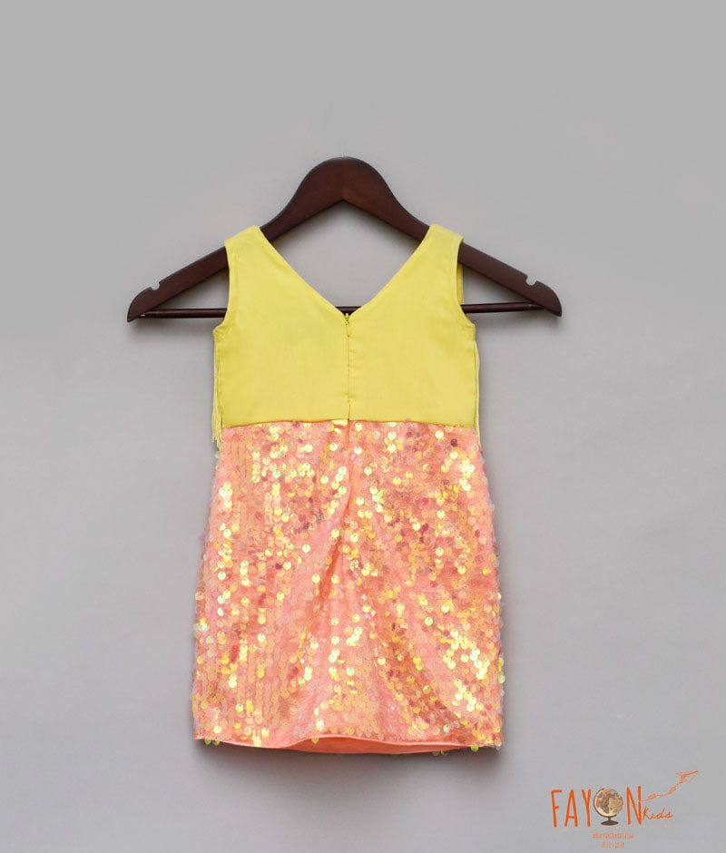 Yellow Peachish Orange Dress for Girls