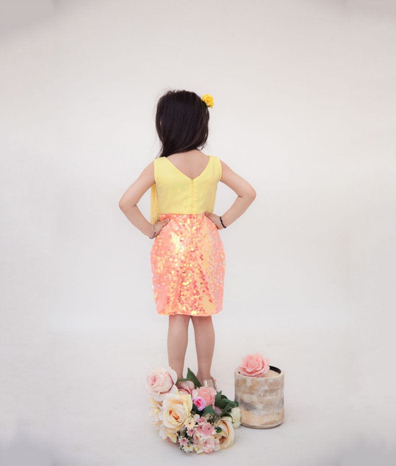 Yellow Peachish Orange Dress for Girls