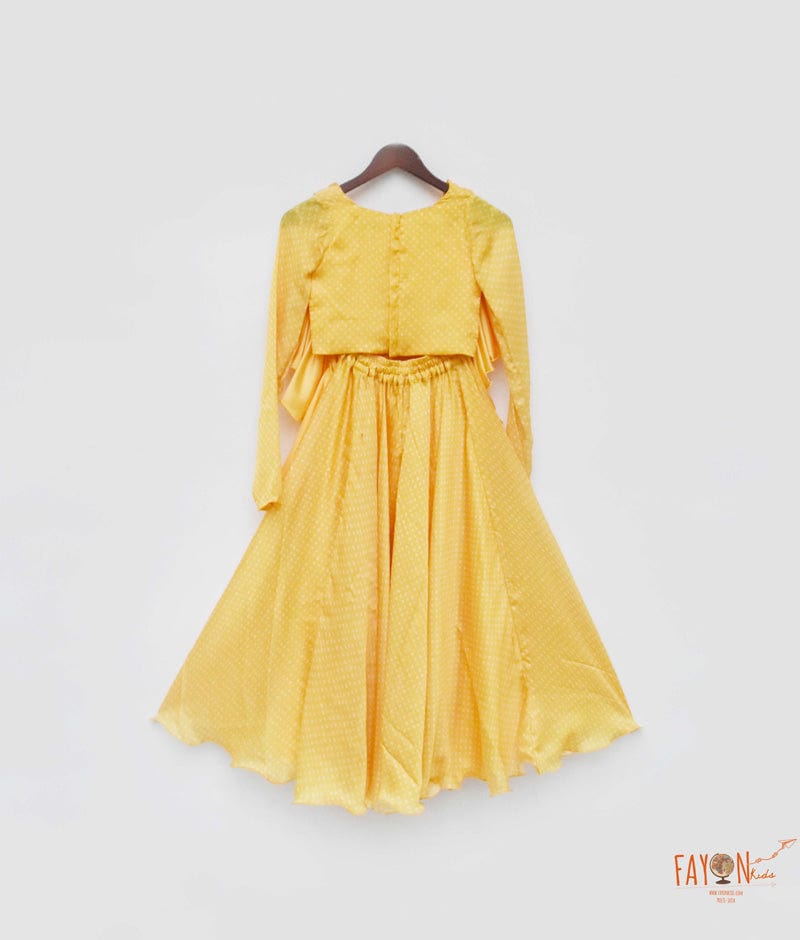 Yellow Printed Sharara with Top for Girls