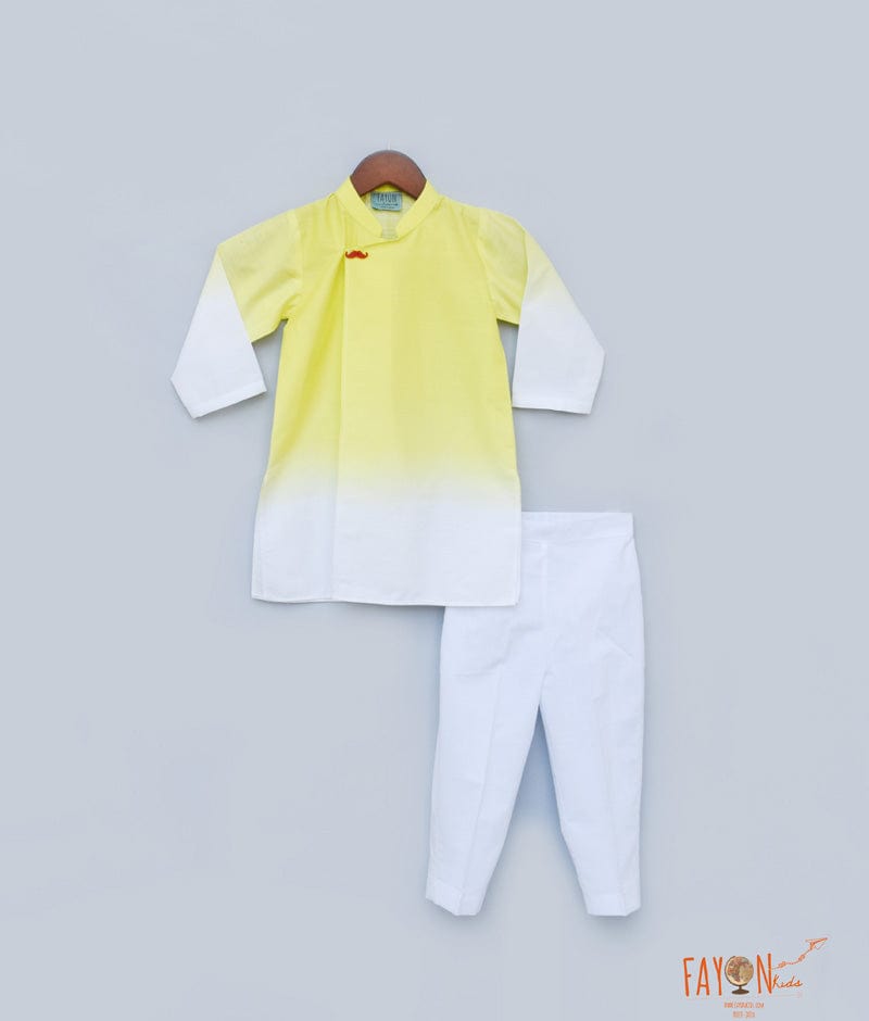 Yellow White Ombre Kurta with Pant for Boys