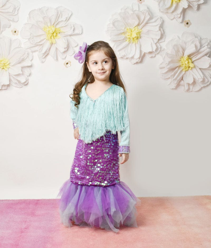 Aqua Purple Mermaid Dress for Girls