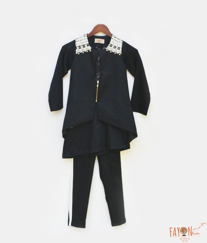 Manufactured by FAYON KIDS (Noida, U.P) Black Kurta Pant and Jacket for Boys
