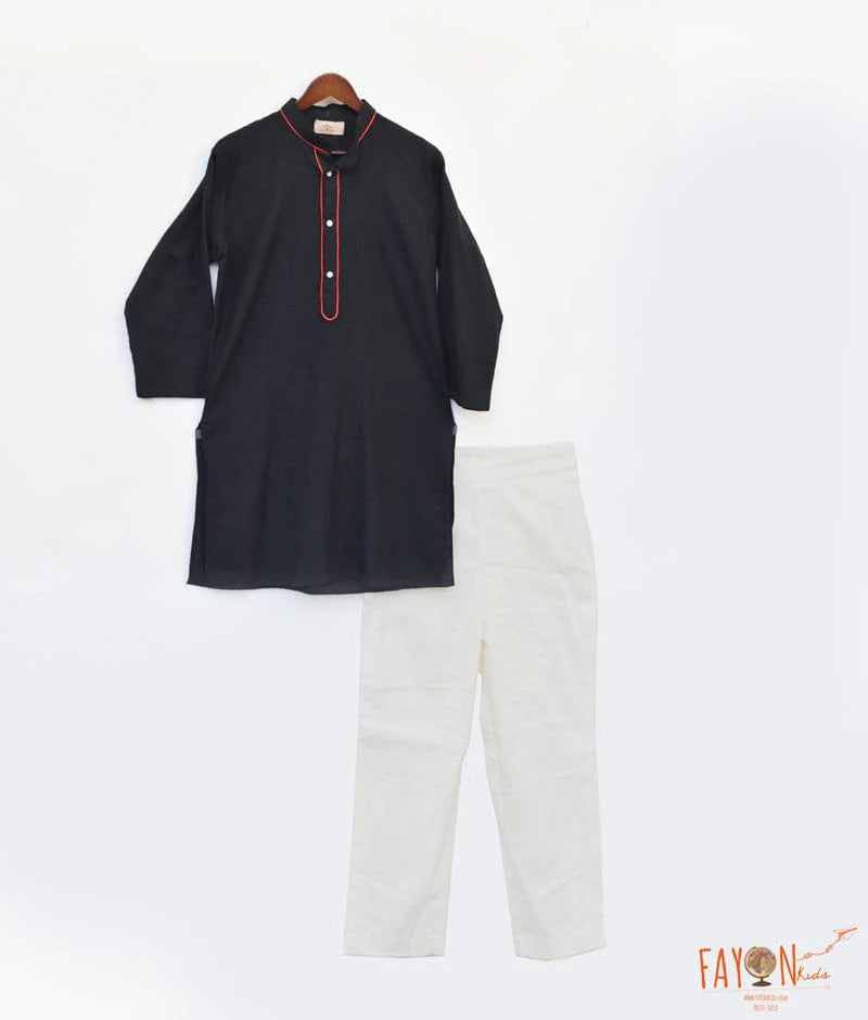 Manufactured by FAYON KIDS (Noida, U.P) Black Kurta with Pant for Boys