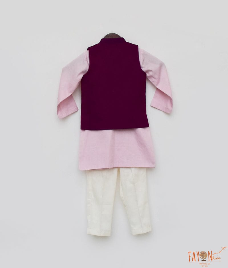 Manufactured by FAYON KIDS (Noida, U.P) Embroidered Purple Nehru Jacket Set for Boys