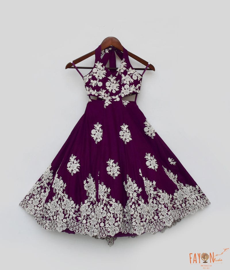 Manufactured by FAYON KIDS (Noida, U.P) Embroidered Wine Gown for Girls