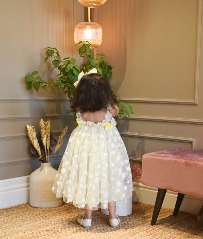 Manufactured by FAYON KIDS (Noida, U.P) Green Flower Print Net Dress for Girls