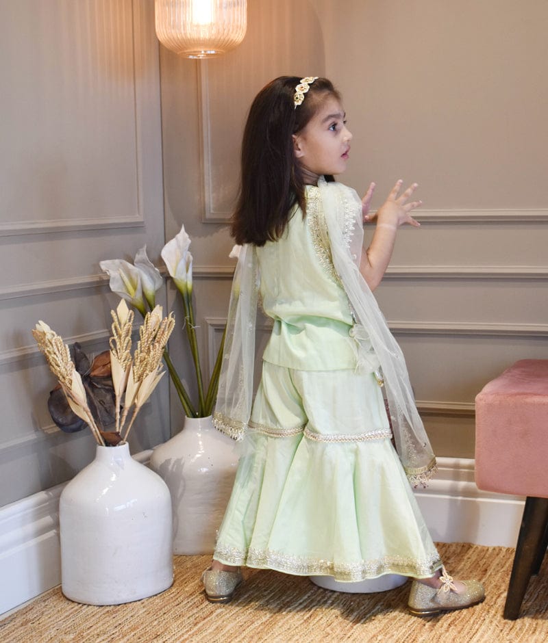Manufactured by FAYON KIDS (Noida, U.P) Green Gotta Embroidery Kurti Sharara for Girls