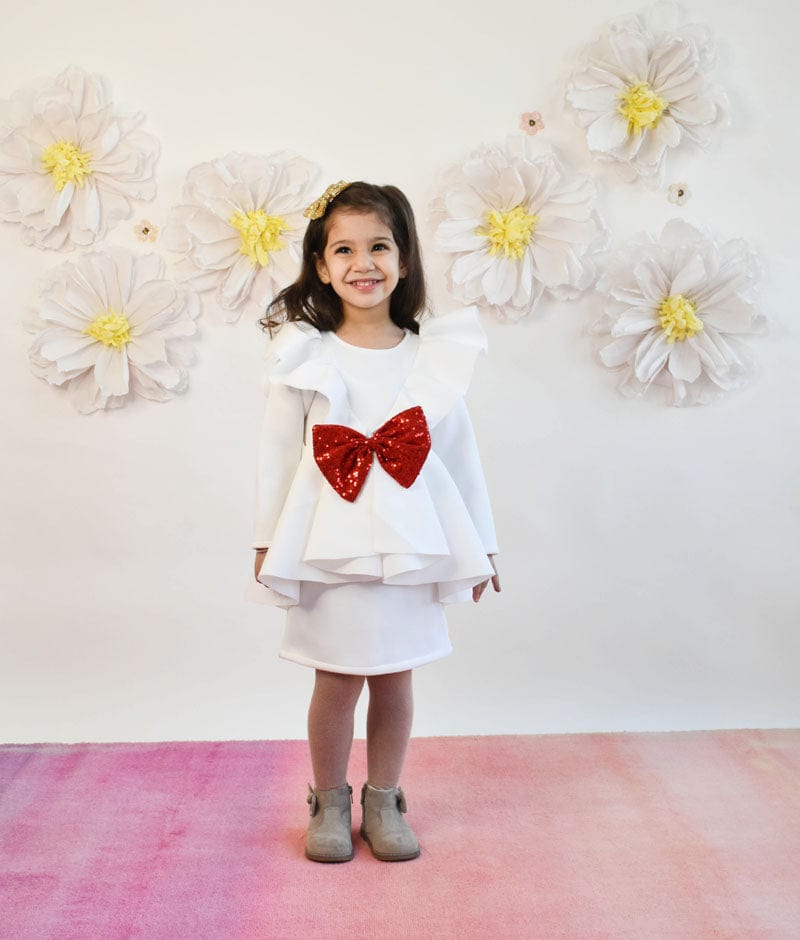 Off white Neoprene Dress for Girls