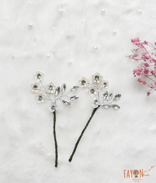 Manufactured by FAYON KIDS (Noida, U.P) Silver Stone Leaves Hair Accessory for Girls